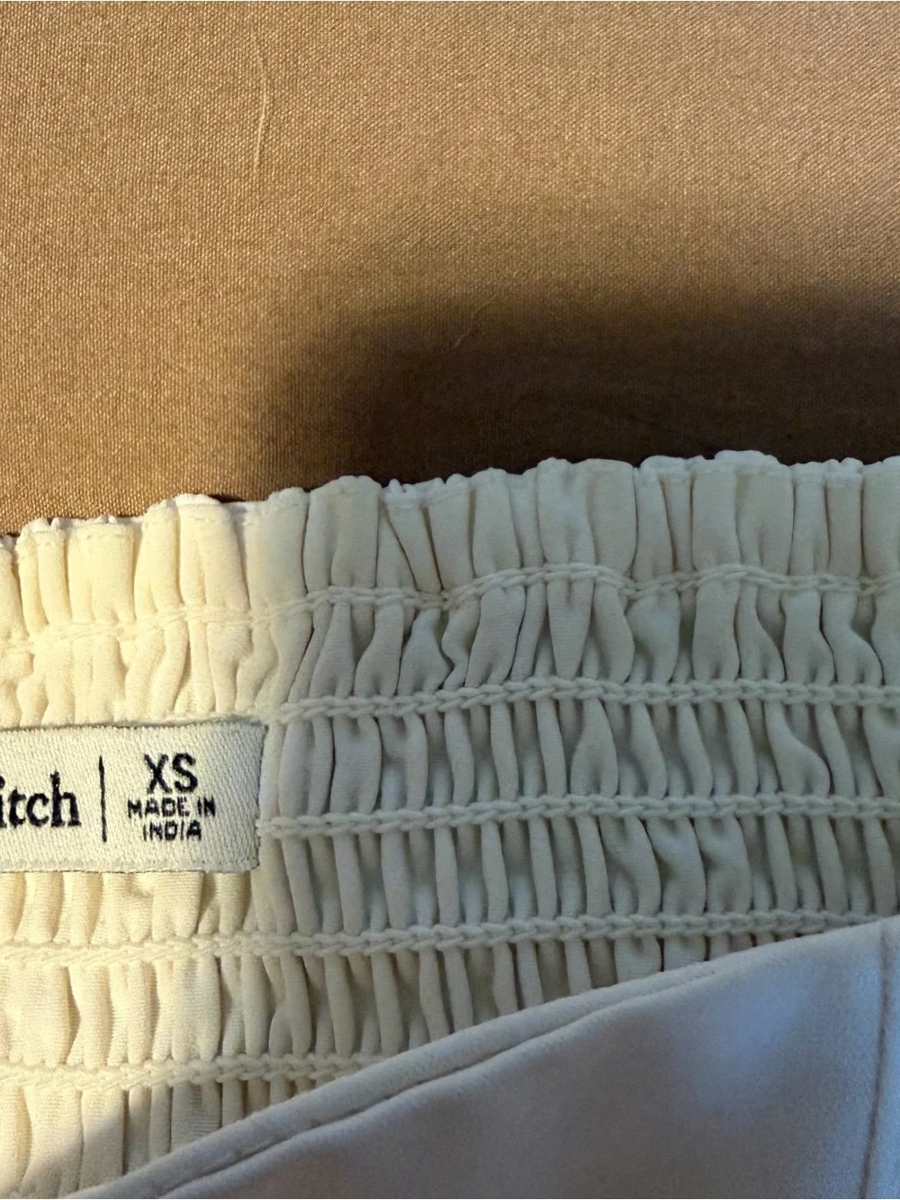 Abercrombie & Fitch Ivory Square Neck Puff Sleeve Top